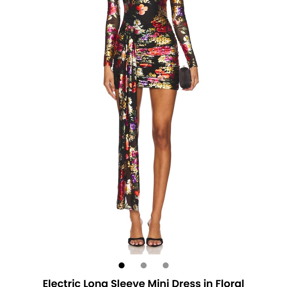 NOOKIE Electric Long Sleeve Mini Dress in Floral size XS